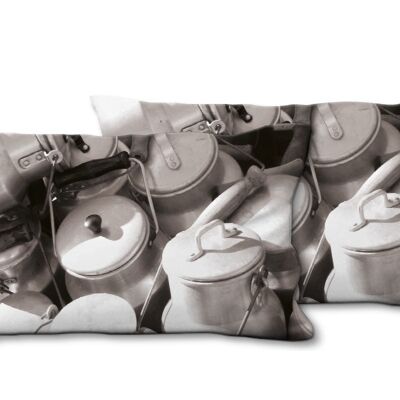 Decorative photo cushion set (2 pieces), motif: milk cans 2 - size: 80 x 40 cm - premium cushion cover, decorative cushion, decorative cushion, photo cushion, cushion cover