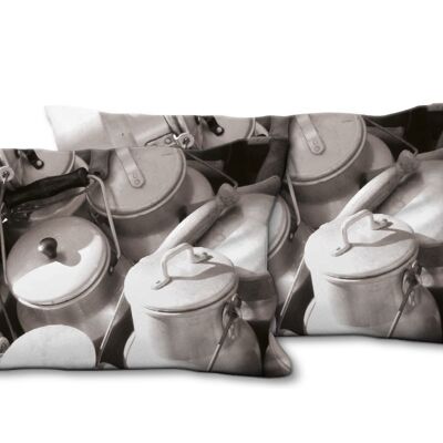 Deko-Foto-Kissen Set (2 Stk.), Motiv: Milchkannen 2 - Größe: 80 x 40 cm - Premium Kissenhülle, Zierkissen, Dekokissen, Fotokissen, Kissenbezug