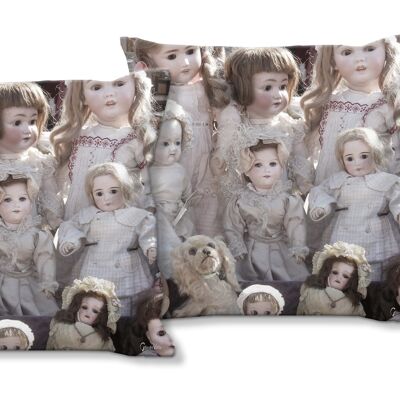 Deko-Foto-Kissen Set (2 Stk.), Motiv: Puppenliebe 1 - Größe: 40 x 40 cm - Premium Kissenhülle, Zierkissen, Dekokissen, Fotokissen, Kissenbezug