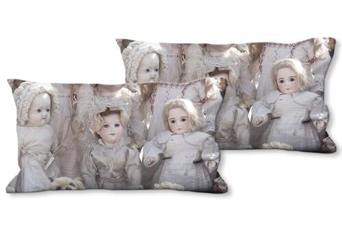 Deko-Foto-Kissen Set (2 Stk.), Motiv: Puppenliebe 1 - Größe: 80 x 40 cm - Premium Kissenhülle, Zierkissen, Dekokissen, Fotokissen, Kissenbezug