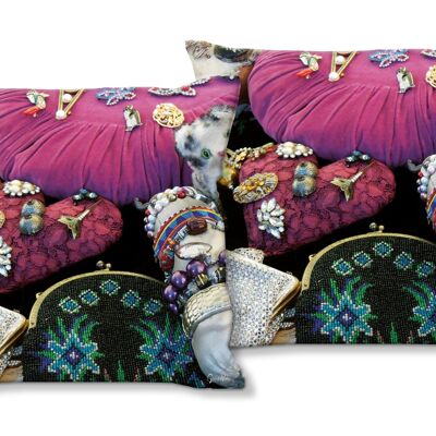 Set di cuscini decorativi con foto (2 pezzi), motivo: flirt con gioielli - dimensioni: 40 x 40 cm - fodera per cuscino premium, cuscino decorativo, cuscino decorativo, cuscino fotografico, fodera per cuscino