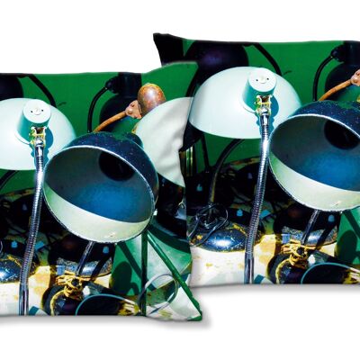 Decorative photo cushion set (2 pieces), motif: retro lights! - Size: 40 x 40 cm - Premium cushion cover, decorative cushion, decorative cushion, photo cushion, cushion cover