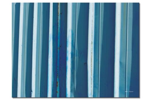 Wandbild: Simply Stripes Blaues Blech - Querformat 4:3 - viele Größen & Materialien – Exklusives Fotokunst-Motiv als Leinwandbild oder Acrylglasbild zur Wand-Dekoration