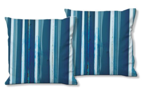 Deko-Foto-Kissen Set (2 Stk.), Motiv: Simply Stripes Blaues Blech - Größe: 40 x 40 cm - Premium Kissenhülle, Zierkissen, Dekokissen, Fotokissen, Kissenbezug