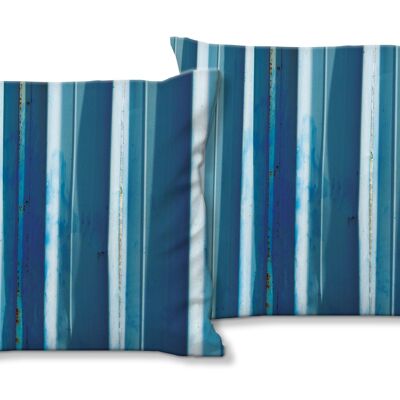 Deko-Foto-Kissen Set (2 Stk.), Motiv: Simply Stripes Blaues Blech - Größe: 40 x 40 cm - Premium Kissenhülle, Zierkissen, Dekokissen, Fotokissen, Kissenbezug