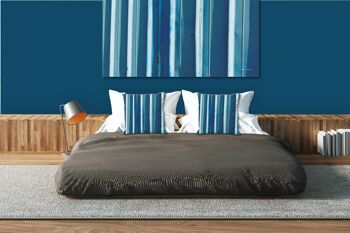 Ensemble de coussins photo décoratifs (2 pièces), motif : tôle bleue Simply Stripes - taille : 40 x 40 cm - housse de coussin haut de gamme, coussin décoratif, coussin décoratif, coussin photo, housse de coussin 2