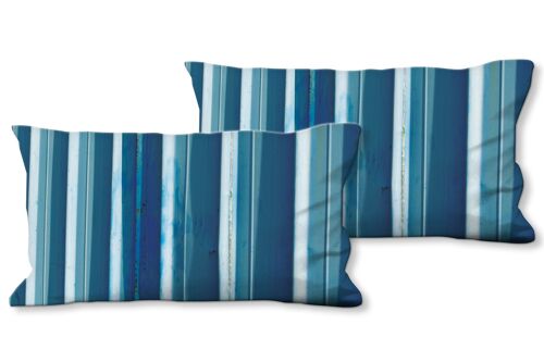 Deko-Foto-Kissen Set (2 Stk.), Motiv: Simply Stripes Blaues Blech - Größe: 80 x 40 cm - Premium Kissenhülle, Zierkissen, Dekokissen, Fotokissen, Kissenbezug