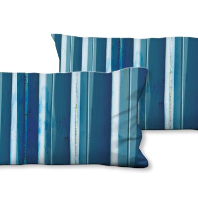 Set di cuscini decorativi con foto (2 pezzi), motivo: lamiera blu Simply Stripes - dimensioni: 80 x 40 cm - fodera per cuscino premium, cuscino decorativo, cuscino decorativo, cuscino fotografico, federa per cuscino