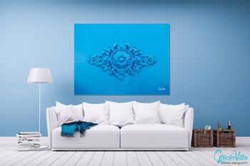Papier peint : Bleu - ornements 1 - format paysage 4:3 - nombreuses tailles et matériaux - motif d'art photographique exclusif sous forme d'image sur toile ou d'image en verre acrylique pour la décoration murale 4