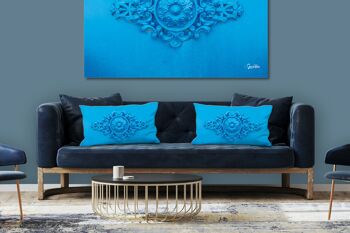 Ensemble de coussins photo décoratifs (2 pièces), motif : Bleu - ornements 1 - taille : 80 x 40 cm - housse de coussin premium, coussin décoratif, coussin décoratif, coussin photo, housse de coussin 2