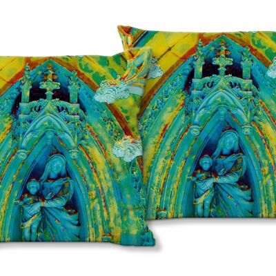 Set di cuscini decorativi con foto (2 pezzi), motivo: Nella cappella 2 - dimensioni: 40 x 40 cm - fodera per cuscino premium, cuscino decorativo, cuscino decorativo, cuscino fotografico, fodera per cuscino