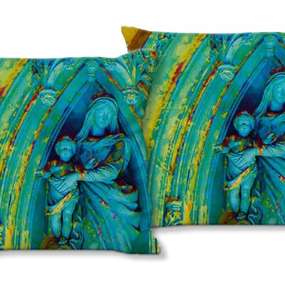 Set di cuscini decorativi con foto (2 pezzi), motivo: Nella cappella 3 - dimensioni: 40 x 40 cm - fodera per cuscino premium, cuscino decorativo, cuscino decorativo, cuscino fotografico, fodera per cuscino