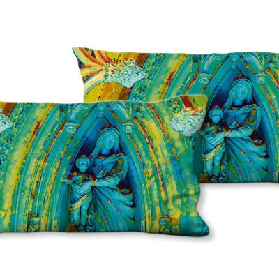 Decorative photo cushion set (2 pieces), motif: In the chapel 3 - size: 80 x 40 cm - premium cushion cover, decorative cushion, decorative cushion, photo cushion, cushion cover