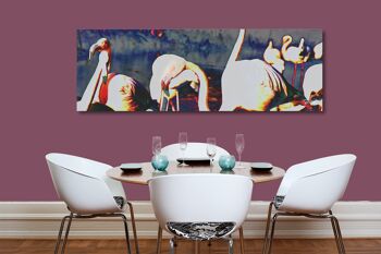 Papier peint : Flamants roses - paysage panoramique 3:1 - nombreuses tailles et matériaux - motif d'art photographique exclusif comme image sur toile ou image en verre acrylique pour la décoration murale 3