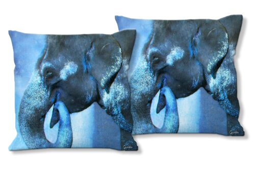 Deko-Foto-Kissen Set (2 Stk.), Motiv: Mein Freund, der Elefant 2 - Größe: 40 x 40 cm - Premium Kissenhülle, Zierkissen, Dekokissen, Fotokissen, Kissenbezug
