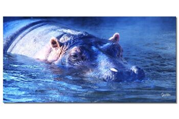 Papier peint : hippopotame se baignant 2 - format paysage 2:1 - nombreuses tailles et matériaux - motif d'art photo exclusif sous forme de toile ou d'image en verre acrylique pour la décoration murale 1