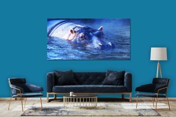 Papier peint : hippopotame se baignant 2 - format paysage 2:1 - nombreuses tailles et matériaux - motif d'art photo exclusif sous forme de toile ou d'image en verre acrylique pour la décoration murale 2