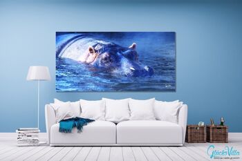 Papier peint : hippopotame se baignant 2 - format paysage 2:1 - nombreuses tailles et matériaux - motif d'art photo exclusif sous forme de toile ou d'image en verre acrylique pour la décoration murale 3
