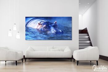 Papier peint : hippopotame se baignant 2 - format paysage 2:1 - nombreuses tailles et matériaux - motif d'art photo exclusif sous forme de toile ou d'image en verre acrylique pour la décoration murale 5