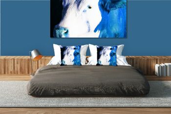 Ensemble de coussins photo décoratifs (2 pièces), motif : La vache bleue - taille : 40 x 40 cm - housse de coussin premium, coussin déco, coussin déco, coussin photo, housse de coussin 2