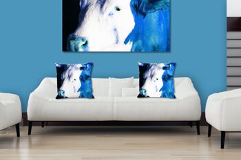 Ensemble de coussins photo décoratifs (2 pièces), motif : La vache bleue - taille : 40 x 40 cm - housse de coussin premium, coussin déco, coussin déco, coussin photo, housse de coussin 3
