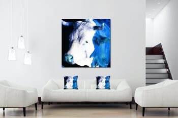 Ensemble de coussins photo décoratifs (2 pièces), motif : La vache bleue - taille : 40 x 40 cm - housse de coussin premium, coussin déco, coussin déco, coussin photo, housse de coussin 5
