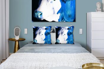 Ensemble de coussins photo décoratifs (2 pièces), motif : La vache bleue - taille : 40 x 40 cm - housse de coussin premium, coussin déco, coussin déco, coussin photo, housse de coussin 6