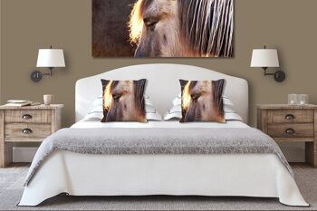 Ensemble de coussins photo décoratifs (2 pièces), motif : cheval sauvage 1 - taille : 40 x 40 cm - housse de coussin premium, coussin décoratif, coussin décoratif, coussin photo, housse de coussin 2