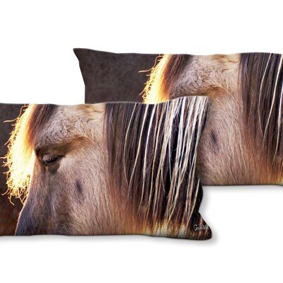 Set di cuscini decorativi con foto (2 pezzi), motivo: cavallo selvaggio 1 - dimensioni: 80 x 40 cm - fodera per cuscino premium, cuscino decorativo, cuscino decorativo, cuscino fotografico, fodera per cuscino