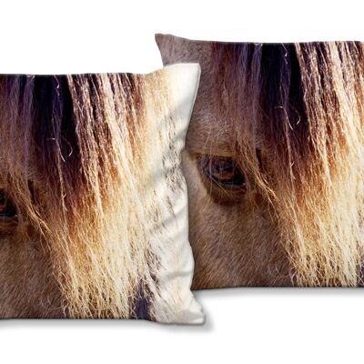 Set di cuscini decorativi con foto (2 pezzi), motivo: cavallo selvaggio 2 - dimensioni: 40 x 40 cm - fodera per cuscino premium, cuscino decorativo, cuscino decorativo, cuscino fotografico, fodera per cuscino