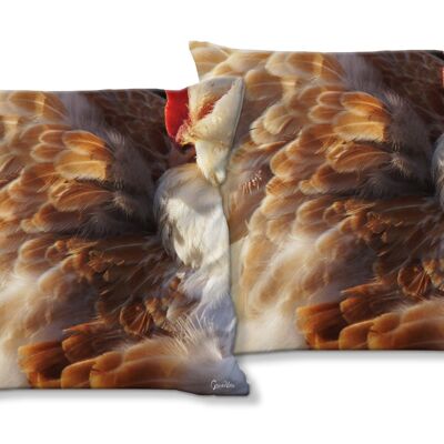 Decorative photo cushion set (2 pieces), motif: magnificent poultry - size: 40 x 40 cm - premium cushion cover, decorative cushion, decorative cushion, photo cushion, cushion cover