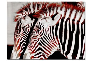 Papier peint : Zebra love 1 - format paysage 4:3 - nombreuses tailles et matériaux - motif d'art photographique exclusif sous forme d'image sur toile ou d'image en verre acrylique pour la décoration murale 1