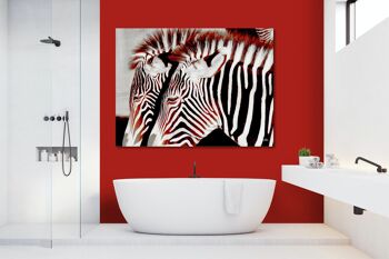 Papier peint : Zebra love 1 - format paysage 4:3 - nombreuses tailles et matériaux - motif d'art photographique exclusif sous forme d'image sur toile ou d'image en verre acrylique pour la décoration murale 2