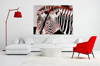 Papier peint : Zebra love 1 - format paysage 4:3 - nombreuses tailles et matériaux - motif d'art photographique exclusif sous forme d'image sur toile ou d'image en verre acrylique pour la décoration murale 3