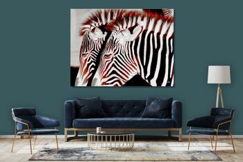Papier peint : Zebra love 1 - format paysage 4:3 - nombreuses tailles et matériaux - motif d'art photographique exclusif sous forme d'image sur toile ou d'image en verre acrylique pour la décoration murale 4