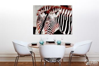 Papier peint : Zebra love 1 - format paysage 4:3 - nombreuses tailles et matériaux - motif d'art photographique exclusif sous forme d'image sur toile ou d'image en verre acrylique pour la décoration murale 7