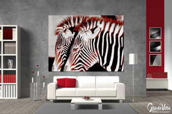 Papier peint : Zebra love 1 - format paysage 4:3 - nombreuses tailles et matériaux - motif d'art photographique exclusif sous forme d'image sur toile ou d'image en verre acrylique pour la décoration murale 9