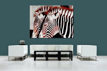 Papier peint : Zebra love 1 - format paysage 4:3 - nombreuses tailles et matériaux - motif d'art photographique exclusif sous forme d'image sur toile ou d'image en verre acrylique pour la décoration murale 11