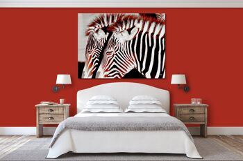 Papier peint : Zebra love 1 - format paysage 4:3 - nombreuses tailles et matériaux - motif d'art photographique exclusif sous forme d'image sur toile ou d'image en verre acrylique pour la décoration murale 12