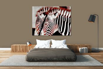 Papier peint : Zebra love 1 - format paysage 4:3 - nombreuses tailles et matériaux - motif d'art photographique exclusif sous forme d'image sur toile ou d'image en verre acrylique pour la décoration murale 13