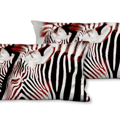 Set di cuscini decorativi con foto (2 pezzi), motivo: zebra love 1 - dimensioni: 80 x 40 cm - fodera per cuscino premium, cuscino decorativo, cuscino decorativo, cuscino fotografico, fodera per cuscino