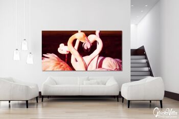 Papier peint : Flamants roses amoureux - format paysage 2:1 - nombreuses tailles et matériaux - motif d'art photo exclusif comme image sur toile ou image sur verre acrylique pour la décoration murale 3