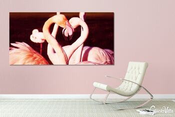 Papier peint : Flamants roses amoureux - format paysage 2:1 - nombreuses tailles et matériaux - motif d'art photo exclusif comme image sur toile ou image sur verre acrylique pour la décoration murale 4