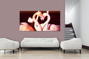 Papier peint : Flamants roses amoureux - format paysage 2:1 - nombreuses tailles et matériaux - motif d'art photo exclusif comme image sur toile ou image sur verre acrylique pour la décoration murale 5