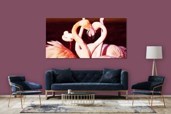 Papier peint : Flamants roses amoureux - format paysage 2:1 - nombreuses tailles et matériaux - motif d'art photo exclusif comme image sur toile ou image sur verre acrylique pour la décoration murale 12