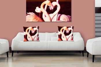 Ensemble de coussins photo décoratifs (2 pièces), motif : Flamants roses amoureux - taille : 40 x 40 cm - housse de coussin haut de gamme, coussin décoratif, coussin décoratif, coussin photo, housse de coussin 2