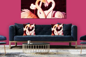 Ensemble de coussins photo décoratifs (2 pièces), motif : Flamants roses amoureux - taille : 40 x 40 cm - housse de coussin haut de gamme, coussin décoratif, coussin décoratif, coussin photo, housse de coussin 3