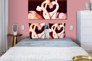 Ensemble de coussins photo décoratifs (2 pièces), motif : Flamants roses amoureux - taille : 40 x 40 cm - housse de coussin haut de gamme, coussin décoratif, coussin décoratif, coussin photo, housse de coussin 4