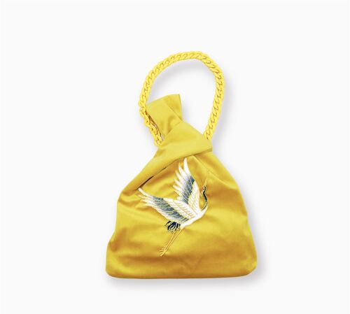 NIKKO KNOT BAG GRULLA CON CADENA AMARILLO