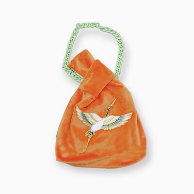 NIKKO KNOT BAG GRULLA CON CADENA NARANJA